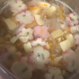 京麩と卵豆腐の麺つゆスープ